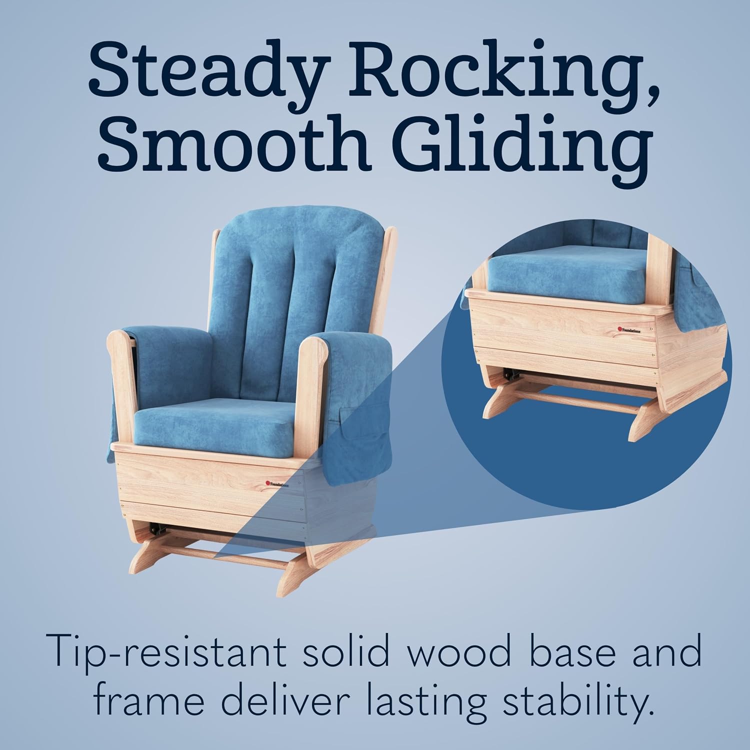 Foundations SafeRocker Glider, Blue Microfiber Cushion, 2-Pack