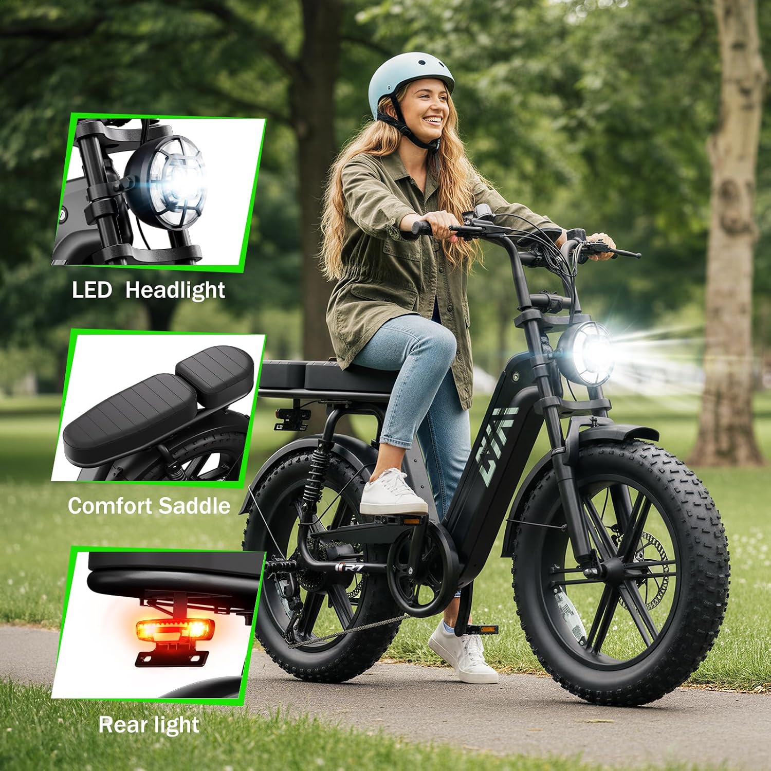 TST Electric Bike for Adults 1500W Peak 20' Fat Tire All-Terrain E-Bike 60 Miles Electric Dirt Bike for Road Sand Mountain Snow - 48V 15AH Battery Powered Electric Motorcycle for Adventure