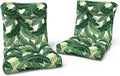 LVTXIII Outdoor Tufted Low Back Cushions, Solid Fluffy Seat and Back Chair Cushion with Ties, Patio Replacement Rocking Chair Cushion for Outdoor Furniture Use, 21 W x 21D, 2 Pack, Swaying Palms Green