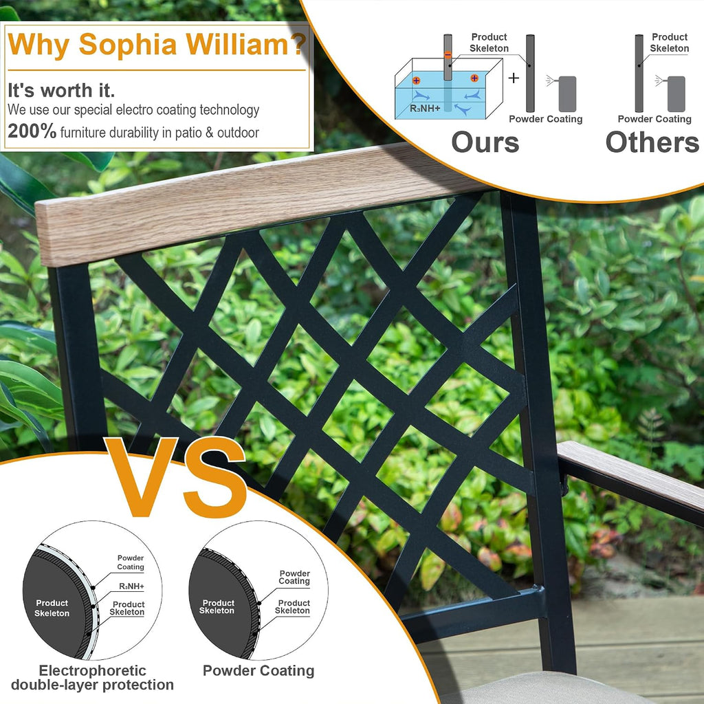 PHI VILLA Swivel Patio Chairs Set of 4 Outdoor Dining Rocker Chair Support 300 lbs for Garden Backyard Bistro Furniture Set with Cushion