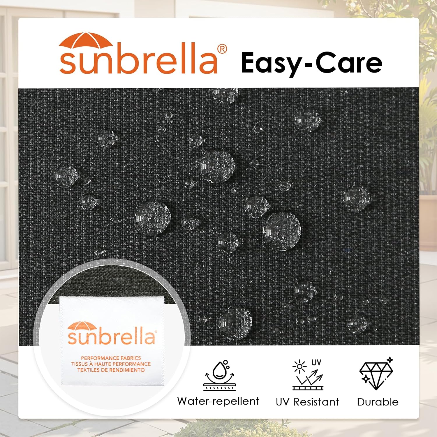 Sunbrella Outdoor High Back Chair Cushion, 2 Pack 44x21 inches Patio Chair Cushions Water Repellent Rocking Cushions Indoor Furniture Seat Pad, Spectrum Carbon