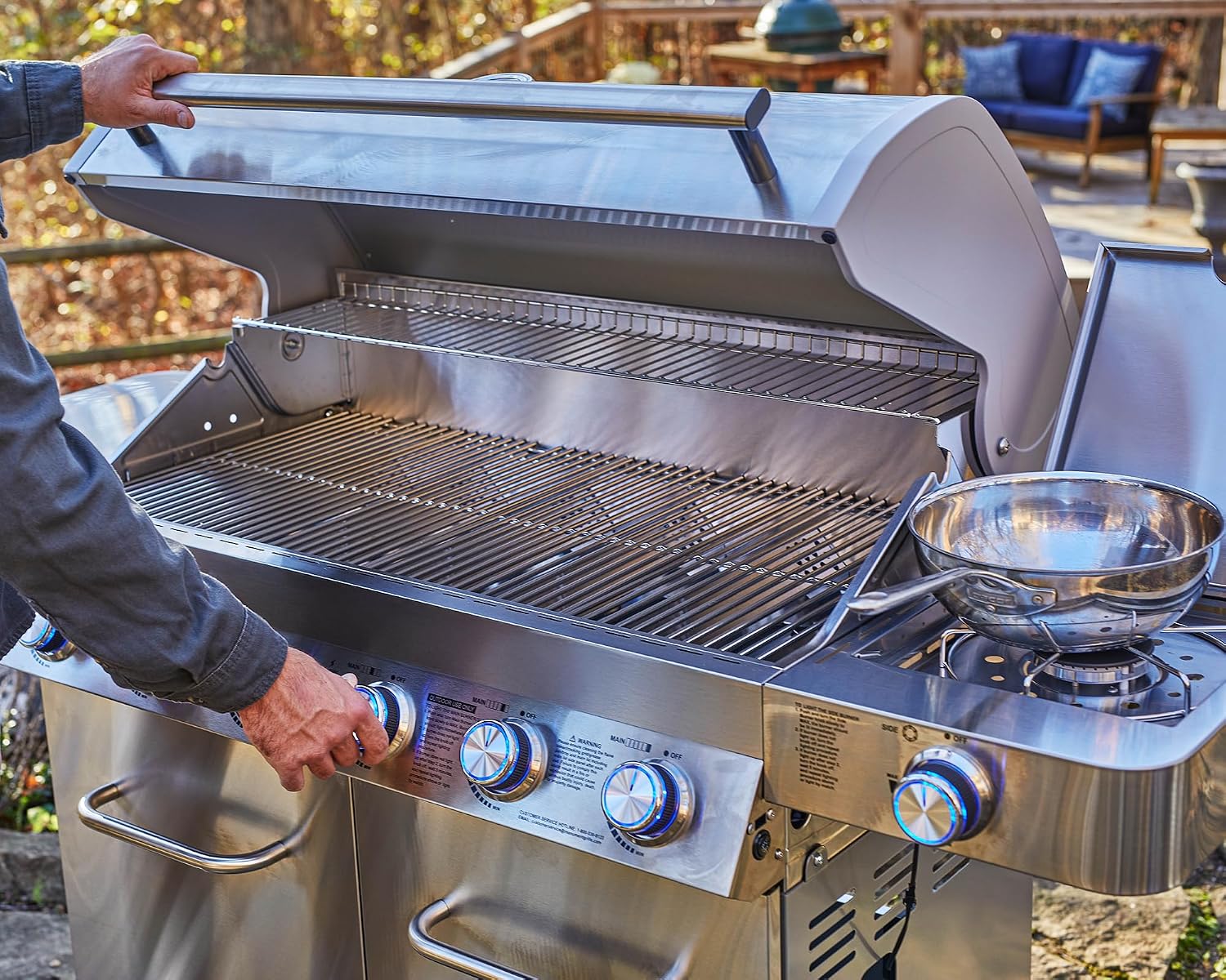Monument Grills 77352 6-Burner Stainless Steel Cabinet Style Propane Gas Grill with Smoke Box(2 Items)