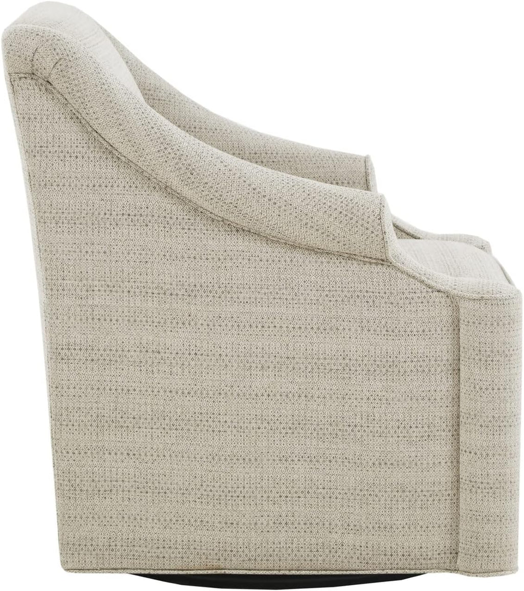 Madison Park Swivel Glider Chair for Living Room, High Back Bedroom Lounge Foam Seat Cushion Upholstered, Nursery Furniture, Metal Base, Fully Assembled, 29.5' W x 30.25' D x 34.5' H, Tan
