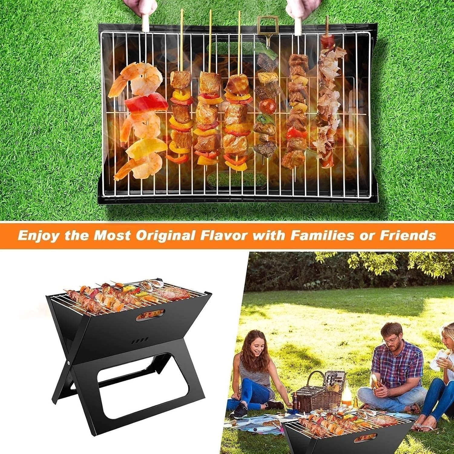 Portable Charcoal Grill Folding Barbecue Portable Charcoal Grill Tools Ultralight Foldable Grill Suitable for Camping BBQ Grill for Outdoor