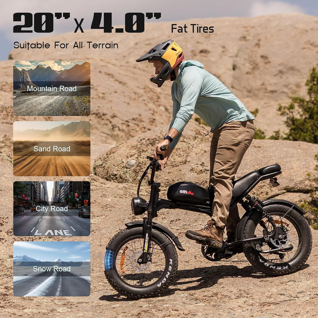 Electric Bike for Adults, Peak 1500W/3000W Ebike, Up to 32-35MPH & 100/110Miles Long Range, 48V 20Ah/23Ah Removable Battery，20'' Fat Tire Mountain Electric Bicycle, 7-Speed with Full Suspension