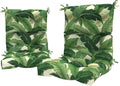 LVTXIII Outdoor Seat/Back Chair Cushion Patio Tufted High Back Cushion, Seasonal Replacement Rocking Chair Cushion with Ties (22' W x 20D', Set of 2, Swaying Palms Green)