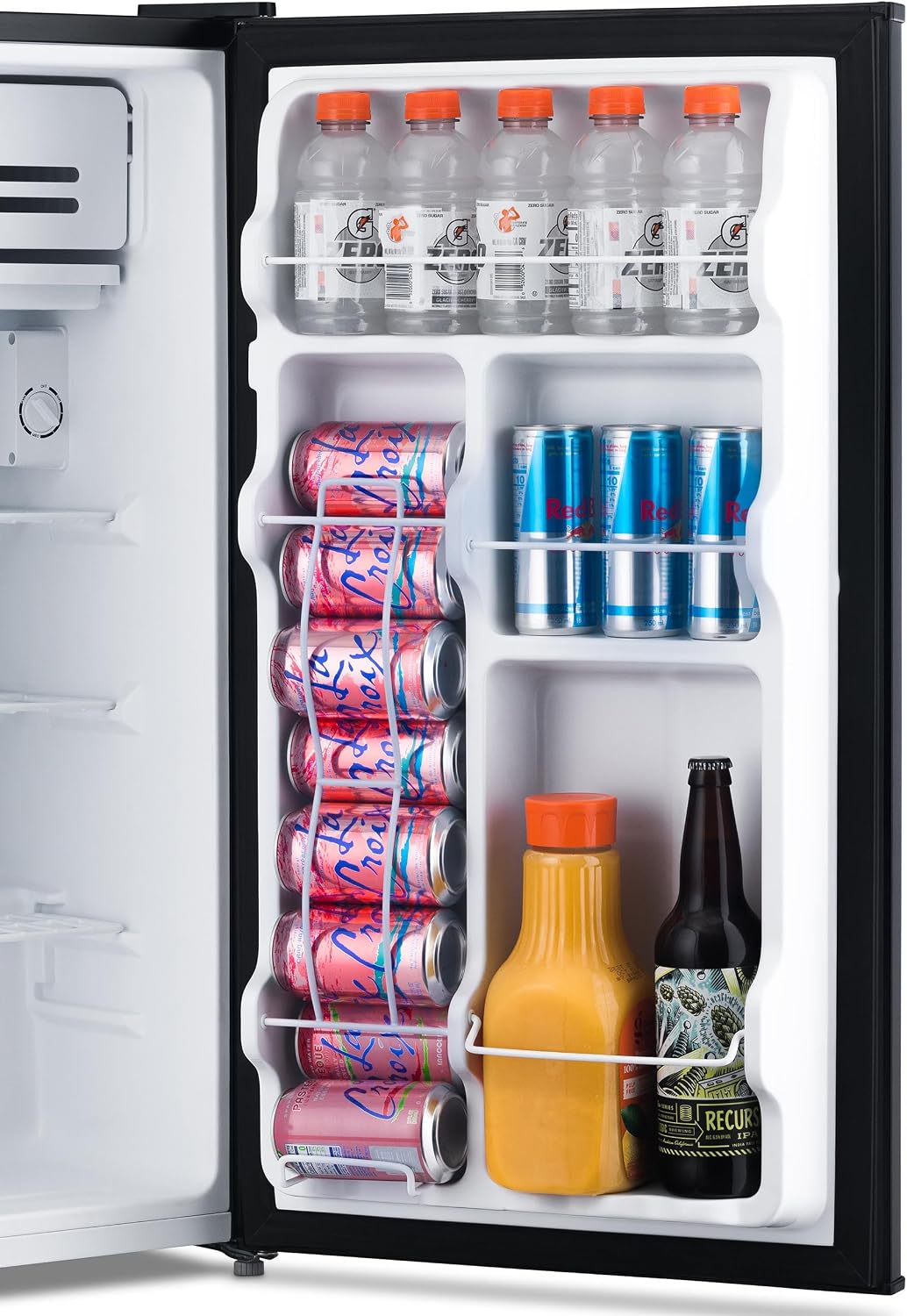 NewAir 3.3 Cu. Ft. Compact Mini Fridge with Chiller Compartment, Energy Star Certified, Single Door Refrigerator, Can Dispenser, Perfect for Dorm Rooms, Bedrooms, Home Offices, and RV Vans