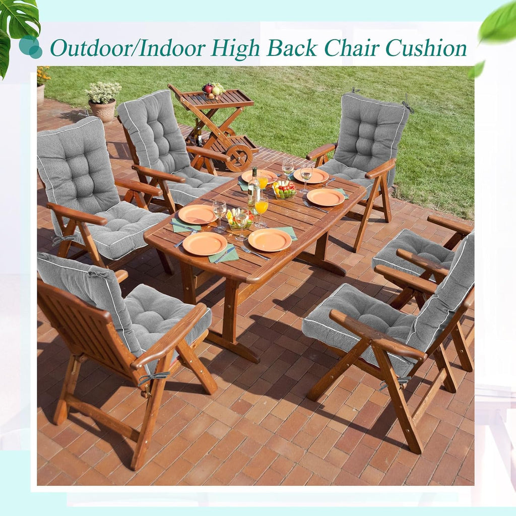 Juexica 4 Sets Outdoor Patio Cushions High Back Outdoor Chair Cushions Rocking Cushion Patio Fastness Chair Pads with Ties for Seasonal Indoor Home Office(Light Gray,19 x 19 x 4)