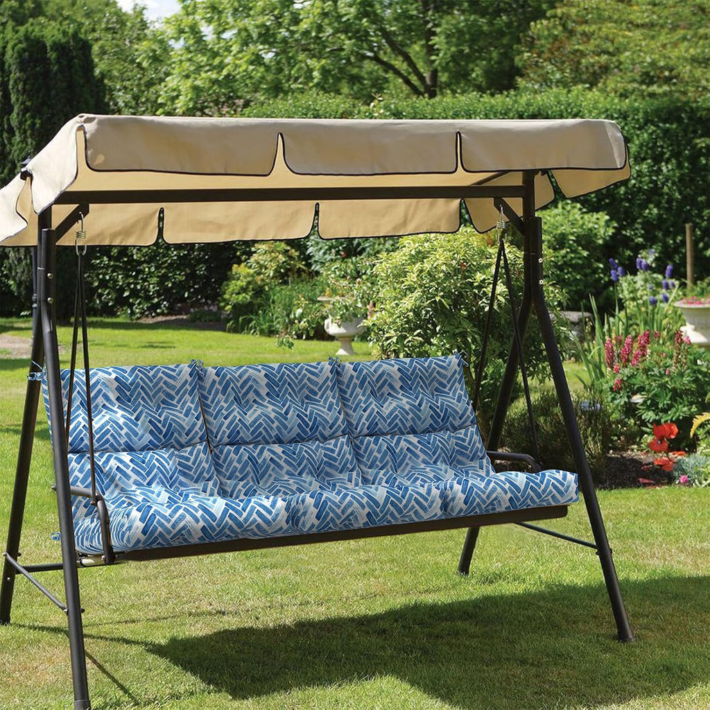 Outdoor High Back Patio Chair Cushions, Tufted Rocking Chair Cushions, Adirondack Cushions for Garden Porch Home Office Chair Use, 44' x 22' x 4', 2 Pack, Blue Bricks
