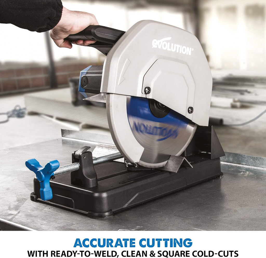 Evolution S355CPSL – Heavy Duty 14 Inch Metal Cutting Chop Saw W/ 14 Inch Carbide-Tipped Blade | Dry Cut | Miter 45° | Chop Saw For Cutting Metal – Accurate. Powerful. Reliable