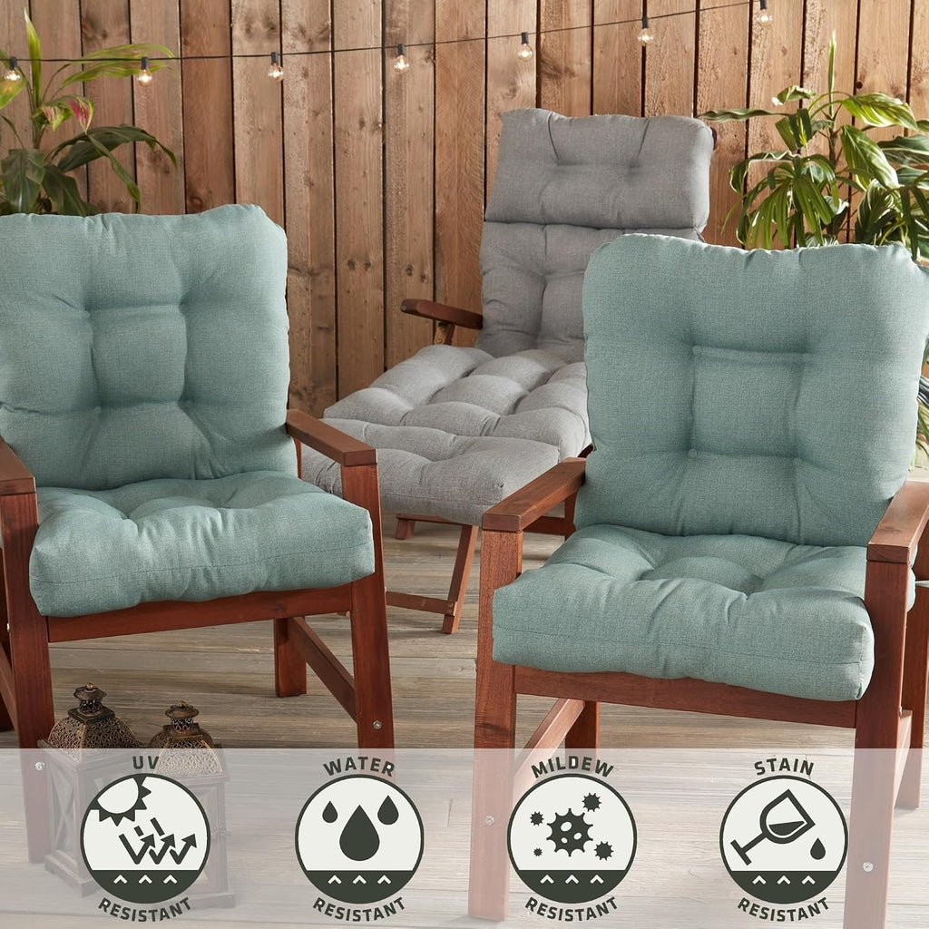 Greendale Home Fashions Outdoor 42x21-inch Seat/Back Chair Cushion (Set of 2), Seafoam