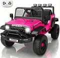 Hikole 12V Kids Electric Car with Remote Control, 1-Seater Ride on Truck Toy, Bluetooth Music, Dual Steering Wheel, Shock Absorbing Suspension, LED Lights & Safety Belt for Boys Girls Ages 3-6