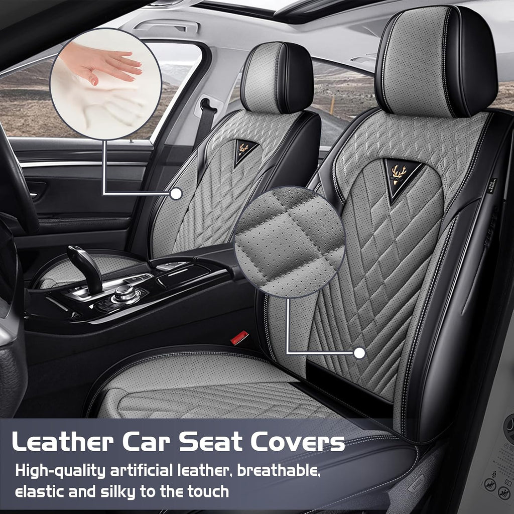 for Chevy Tahoe Car Seat Covers 2000-2026, Waterproof Nappa Leather Front Seat Cover, Anti-Slip and Comfortable Automotive Seat Protector&Accessories(Black Gray)