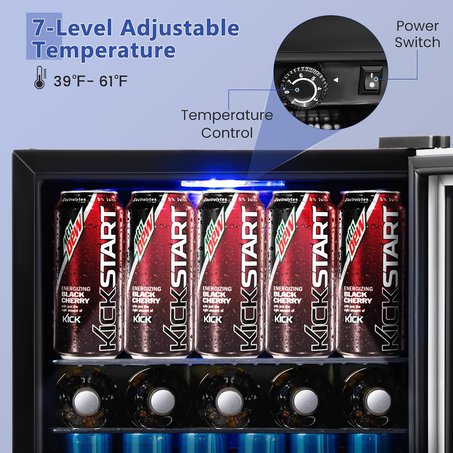 COSTWAY 60 Cans Beverage Refrigerator Cooler, Freestanding Mini Fridge with Glass Door & Removable Shelves, Small Beverage Drink Fridge for Soda Beer Wine, 1.6 Cu.Ft