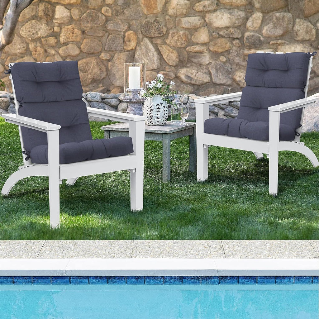 DYTXIII Outdoor High Back Chair Cushions Set of 2, Water Repellent Tufted Rocking Seat Cushions Replacement 44 x 22 Inch, Seat & Back Chair Pads for Patio, Balcony and Indoor Use -Textured Navy