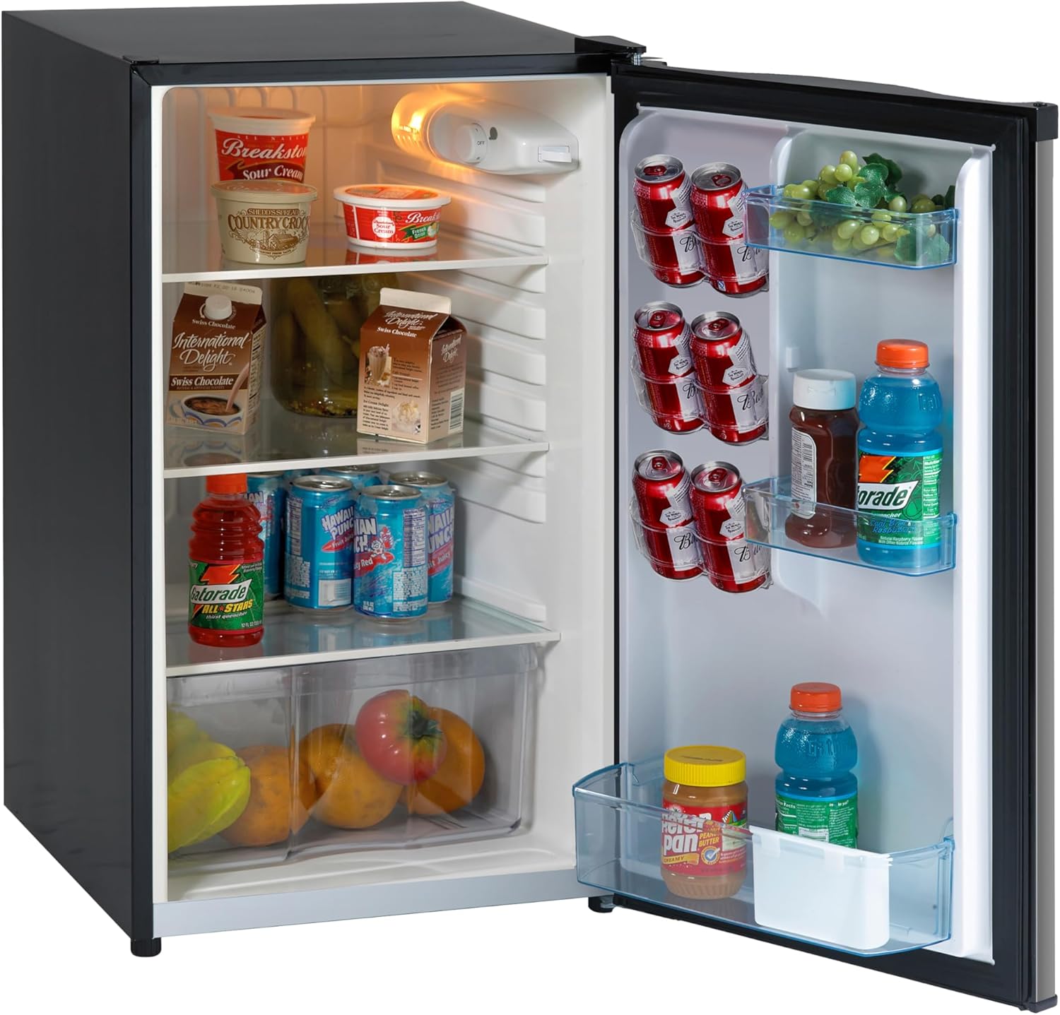 West Bend Mini Fridge Compact Refrigerator for Home Office or Dorm, Auto Defrost with Reversible Door, Energy Star Rated, 4.4-Cu.Ft., Stainless Steel