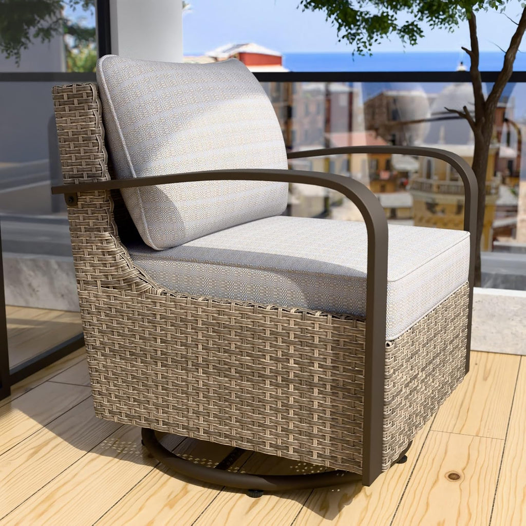 EAGLE PEAK Coastal Vista Outdoor Swivel Wicker Rocker with Deep Seating, Patio Glider Rocking Chair, Contains 1 Chair, Beige