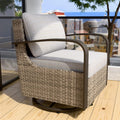 EAGLE PEAK Coastal Vista Outdoor Swivel Wicker Rocker with Deep Seating, Patio Glider Rocking Chair, Contains 1 Chair, Beige