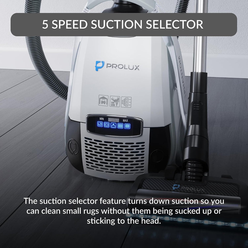 Prolux Phantom Canister PET Vacuum Cleaner, Wessel Werk EBK250 Power Nozzle, Quick Clean, Lightweight, HEPA Filter, Adjustable Suction, Cleans All Surfaces