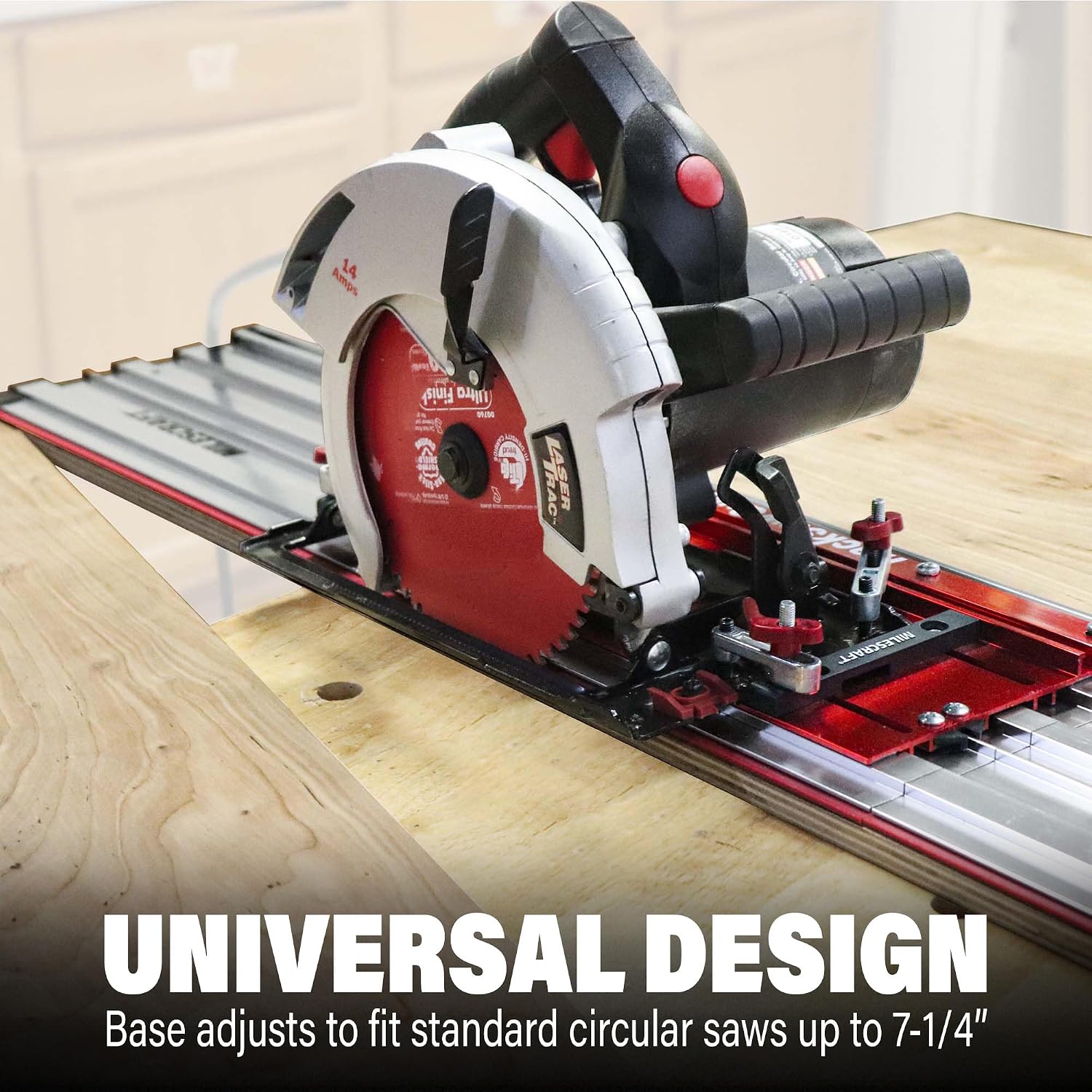 Milescraft 1409 Track Saw Guide - Universal for 7-1/4' Circular Saws, 50' Cutting Range, 2' Depth, Aluminum