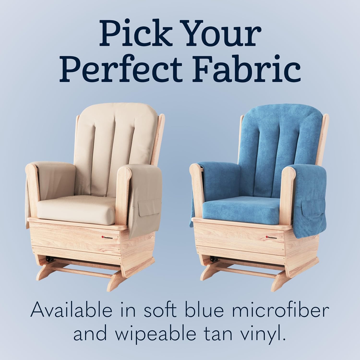 Foundations SafeRocker Glider, Blue Microfiber Cushion, 2-Pack
