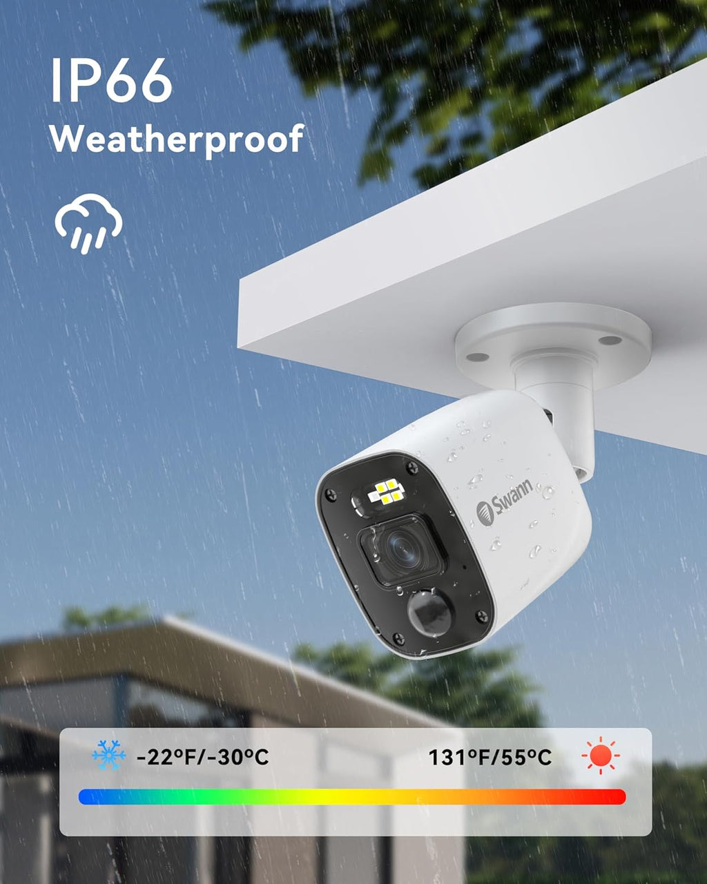 Swann Home Security Camera System,6 Cams H.265 Wired with Person Vehicle Detection, 2k 8CH Surveillance DVR Kit-Deterrent Red & Blue Lights, Color Night Vision,24/7 Recording,8468562KMQB