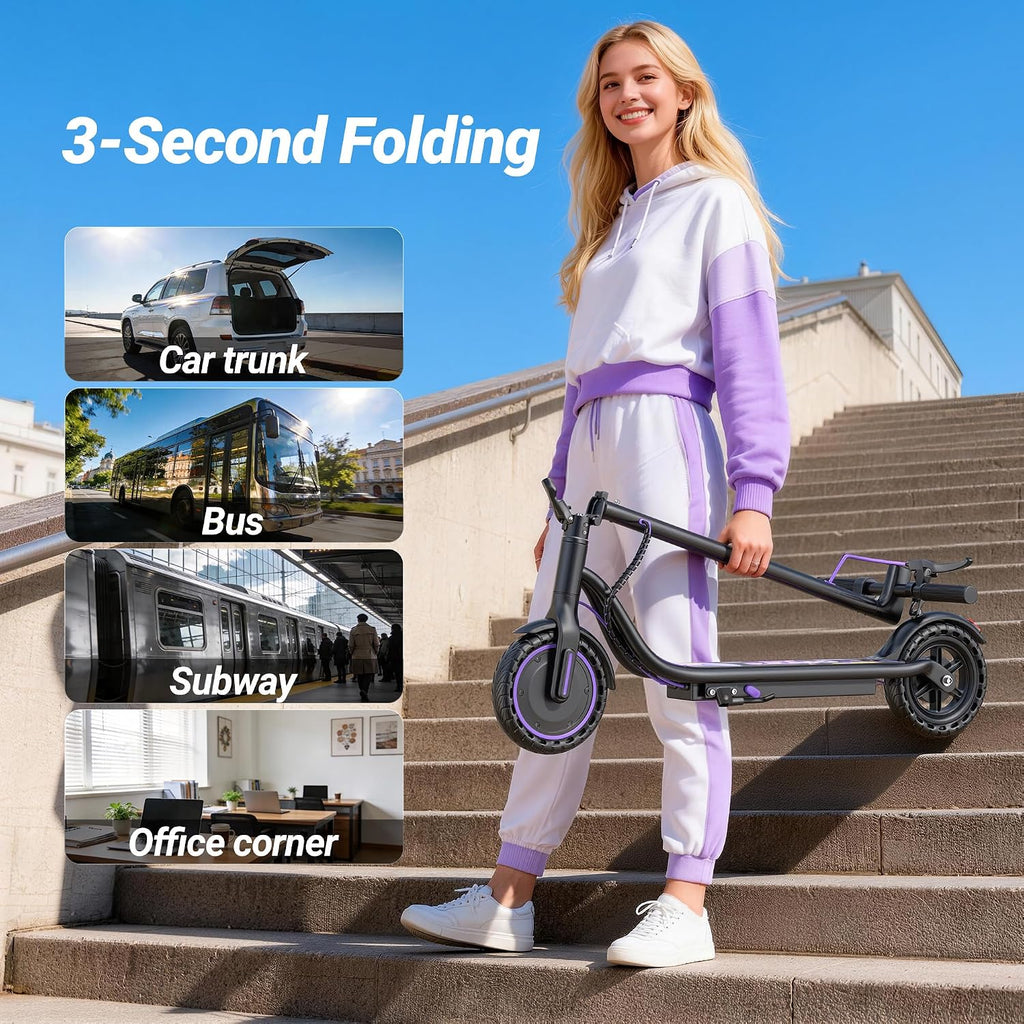 Electric Scooter, 350W-500W Motor, 9 MPH to 22MPH, 10-41 Miles Range, Dual Suspension, Dual Braking, App Control, Foldable Commuter E Scooter for Adults and Teens