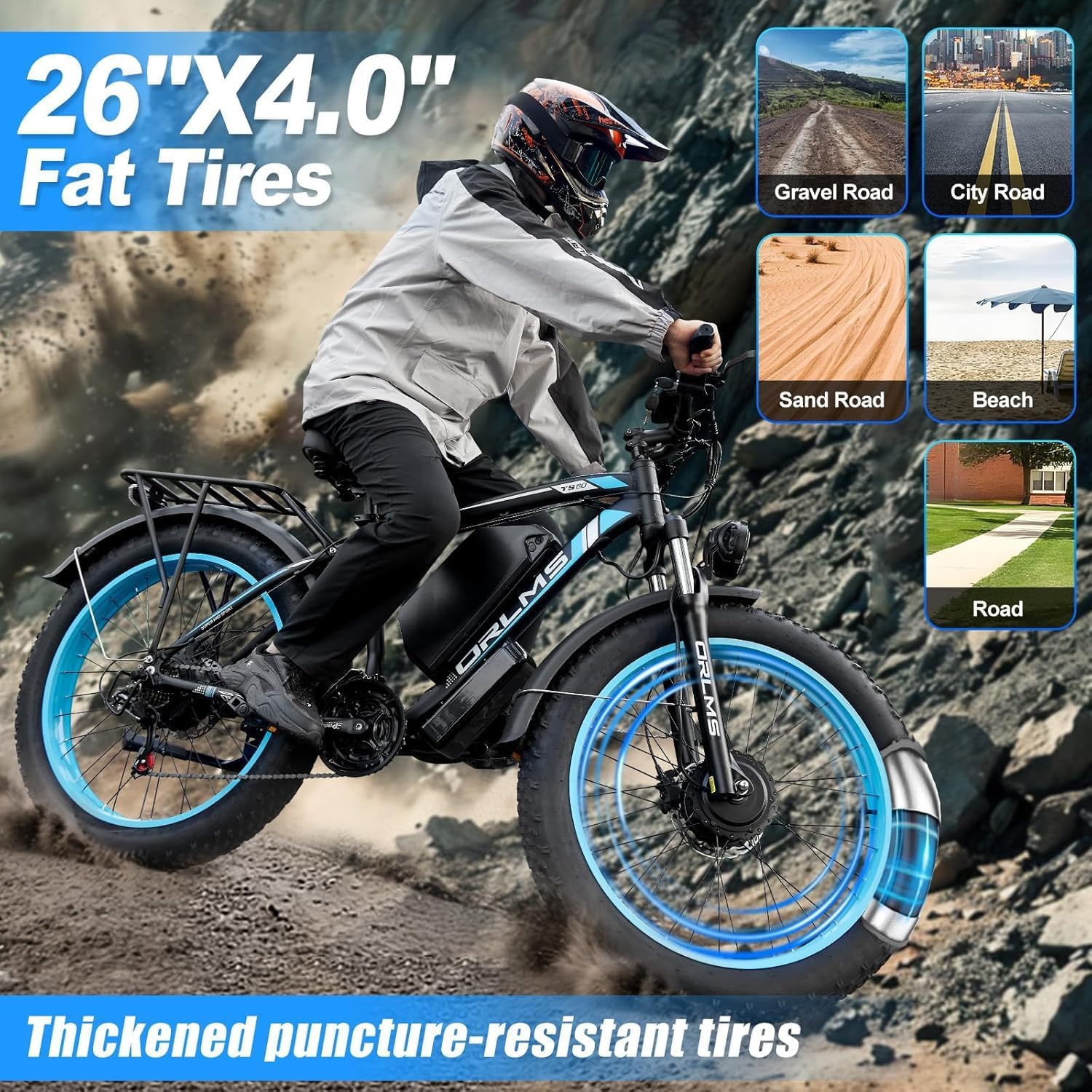 Dual Motor Electric Bike for Adults,6000W Peak,45MPH,60V&52V/25Ah Battery,26''&24'' Fat Tire,Up to 110 Miles Range,SHM 7-Speed Gear Ebike