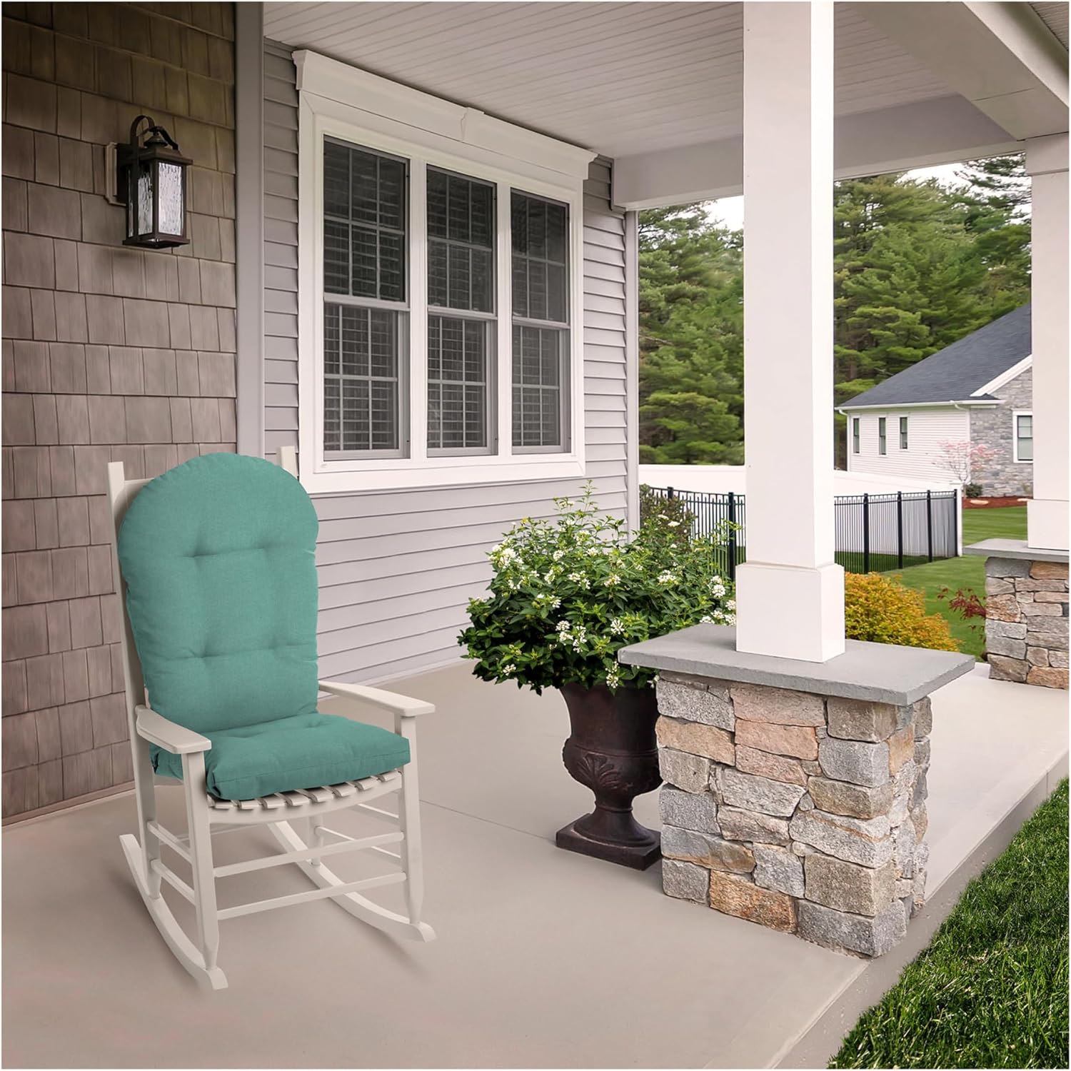 ARDEN Oceantex Indoor/Outdoor Plush Modern Tufted Adirondack Cushion, 2-Pack, 21.5 x 19, Water Repellent, Rain Proof, Fade Resistant Cushion For Rocking Chair Or Adirondack Seafoam Green
