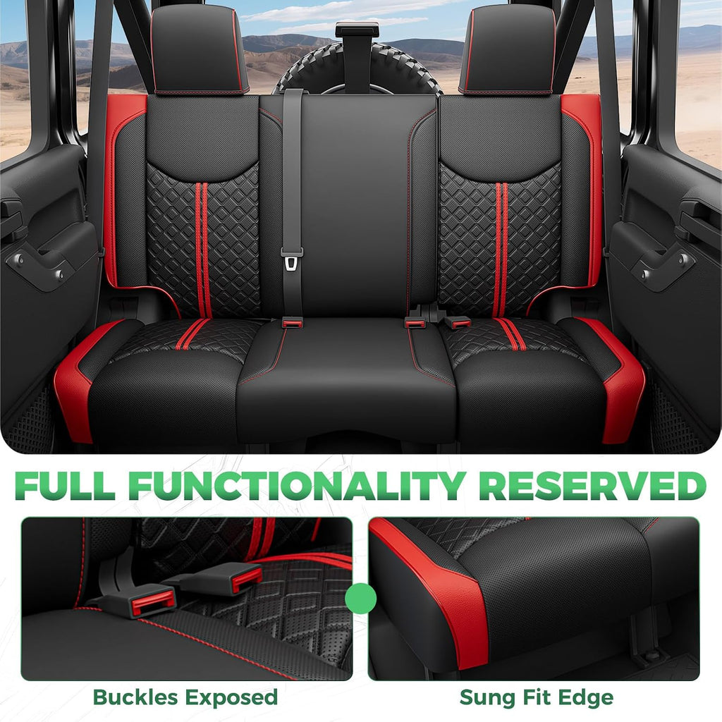 for Jeep Wrangler Seat Covers JK 4 DR 2013 2014 2015 2016 2017, Custom Fit Car Seat Covers Full Set,Waterproof Leather Seat Protector,BlackRed