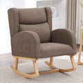 HCHAIRH Nursery Rocking Chair,Linen Upholstered Nursery Rocking Chairs,Wingback Rocker for Nursery for Living Room Bedroom(Linen Brown)