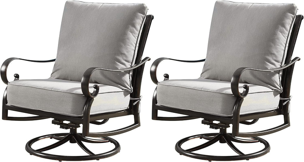 Oakland Living Aluminum Outdoor Swivel Club Finish with Thick Grey Polyester Cushions (Set of 2) Deep Seating Rocking Chairs, Antique Copper (AZRICA-2CHAIR-AC)