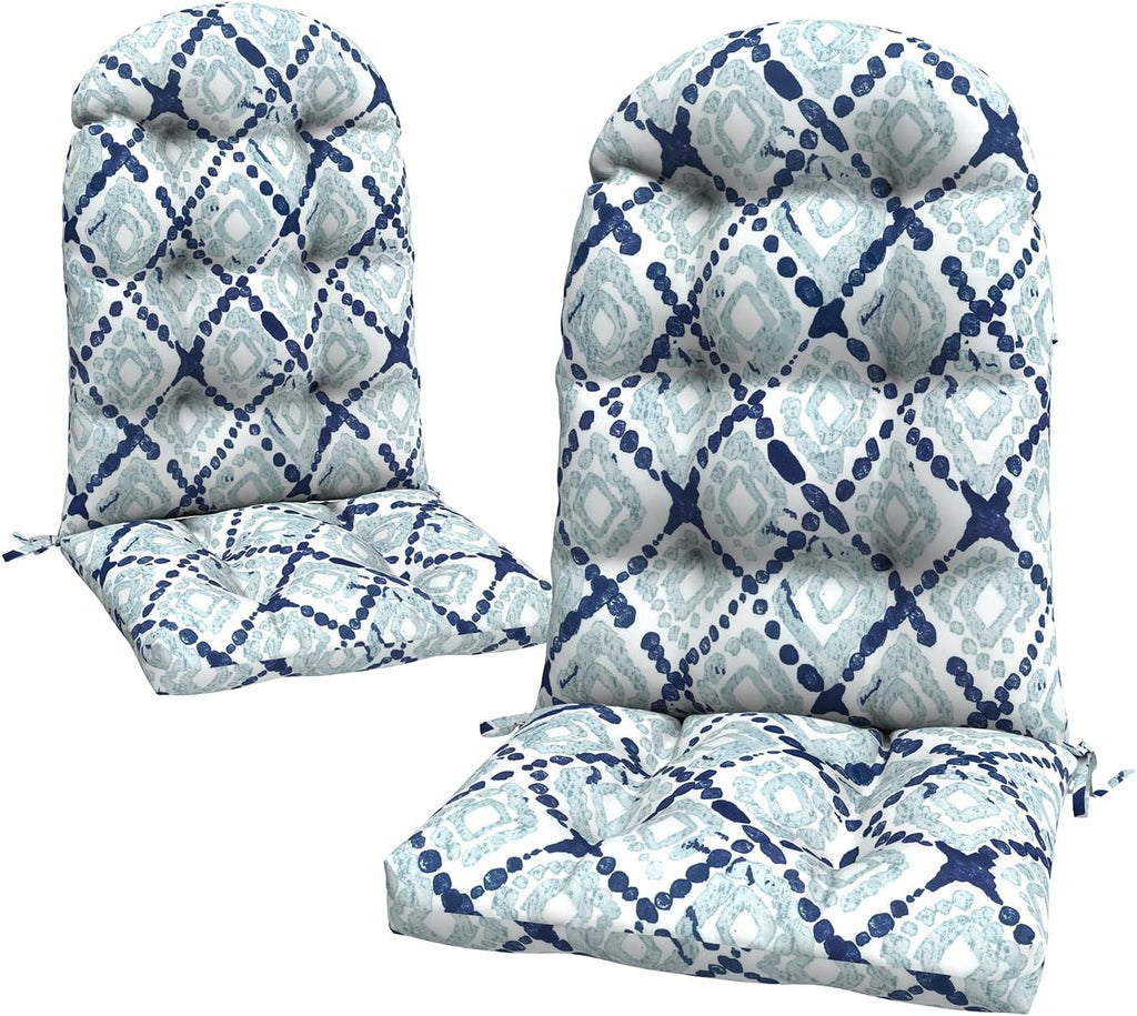 LVTXIII Outdoor Adirondack Chair Cushions, 44x19x4 Inch Non-Slip High Back Rocking Chair Cushion, Tufted Seat Cushion for Patio Furniture, Set of 2, Boho Geometry Blue