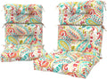LVTXIII 2 Pack Outdoor High Back Cushions, 22' W x 20' D Tufted Seat and Back Chair Cushion with Ties, Fluffy Patio Replacement Rocking Chair Cushion for Outdoor Furniture Use, Pretty Paisley