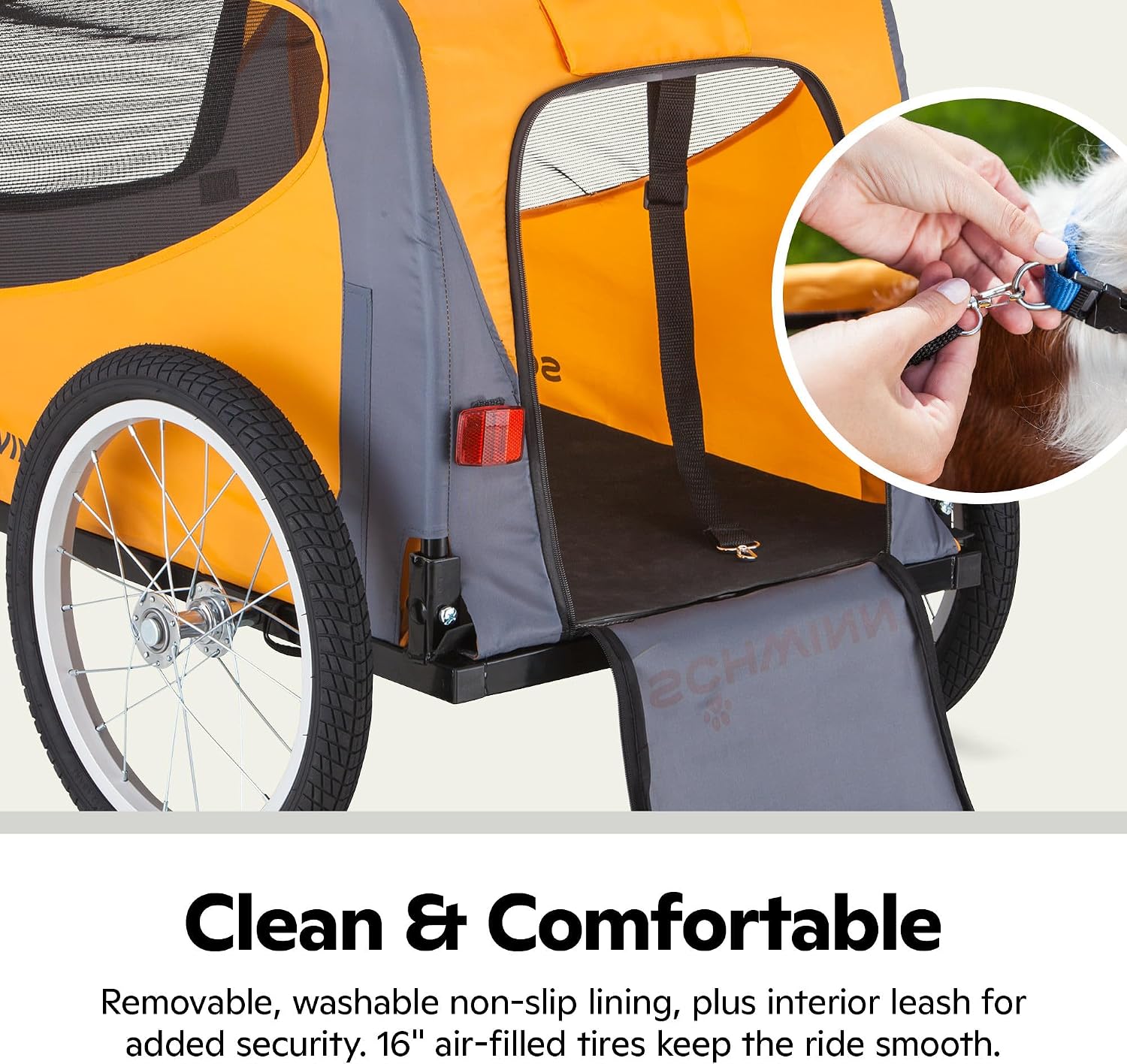 Schwinn 13-SC315 Rascal Bike Pet Trailer, For Small and Large Dogs, Lightweight, Tow with Bicycle, Up to 50 lbs. Small, Orange/Grey