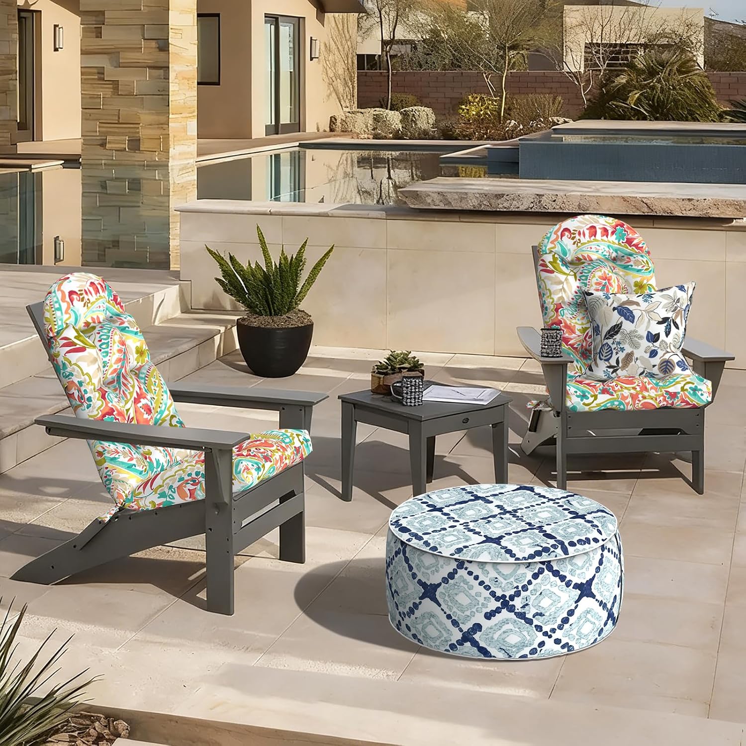 LVTXIII 2 Pack Outdoor Adirondack Chair Cushions, 44x19x4 Inch Water Repellent Patio Cushions for Rocking Chairs, Thick Tufted High Back Seat Cushion Set, Pretty Paisley