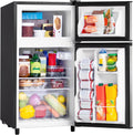 Manastin 3.5 Cu.Ft 2 Door Mini Fridge with Freezer, Small Refrigerator, 7 Level Adjustable Thermostat, Compact Fridge for Living Room, Dorm, Office, Kitchen and Apartment (Silver)