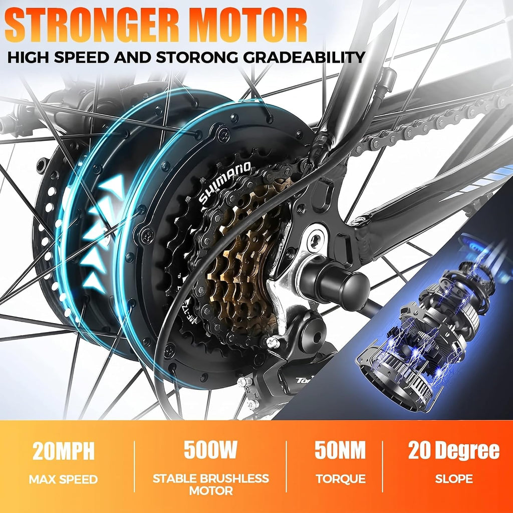 ANCHEER Electric Bike for Adults, [Peak 750W Motor] Electric Mountain Bike, 26' Sunshine Ebike, 55 Miles 20MPH Electric Bicycle with 48V/374Wh Battery, 7/21Speed, UL2849 Compliant
