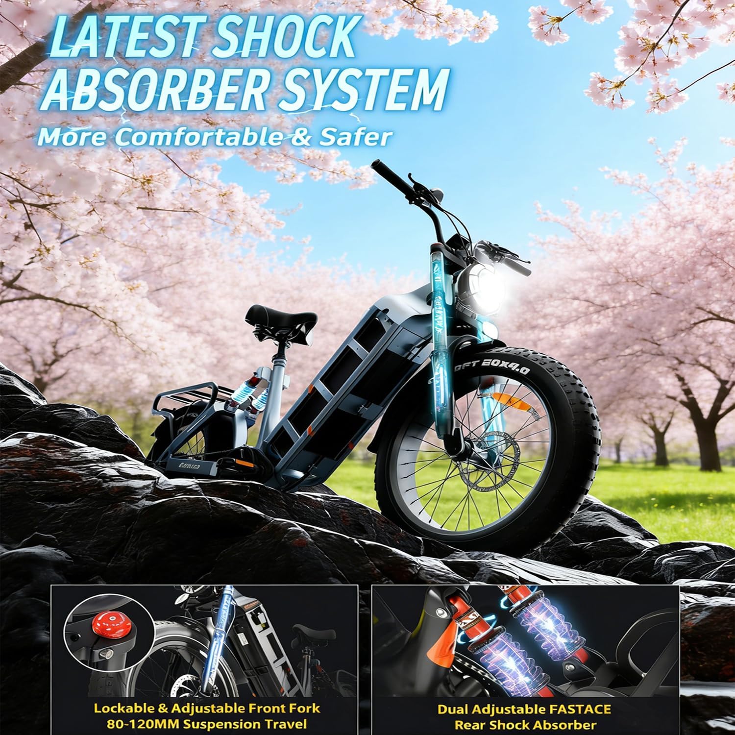 eAhora 2026 Latest Juliet Pro 2 5400W Dual Motor Electric Bike for Adults 43MPH 60V 70Ah 220+Miles Long Range Electric Bicycle 20' Fat Tire Full Suspension Mountain E-Bike All Terrain APP Control