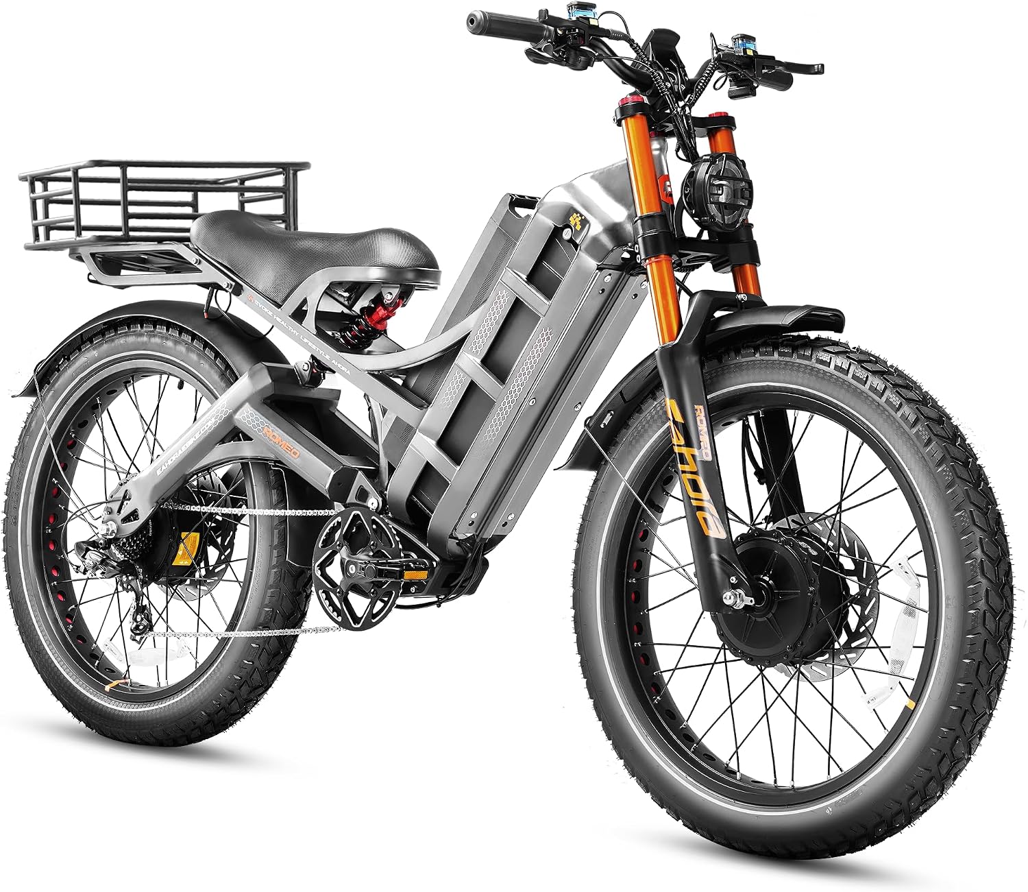 eAhora Romeo Pro 3 [2026] Peak 5600W Electric Bike for Adults 50Mph, 60V 80Ah Battery 250 Miles,Long Range Dual Motors Ebike,26'*4.0 Fat Tire Full Suspension