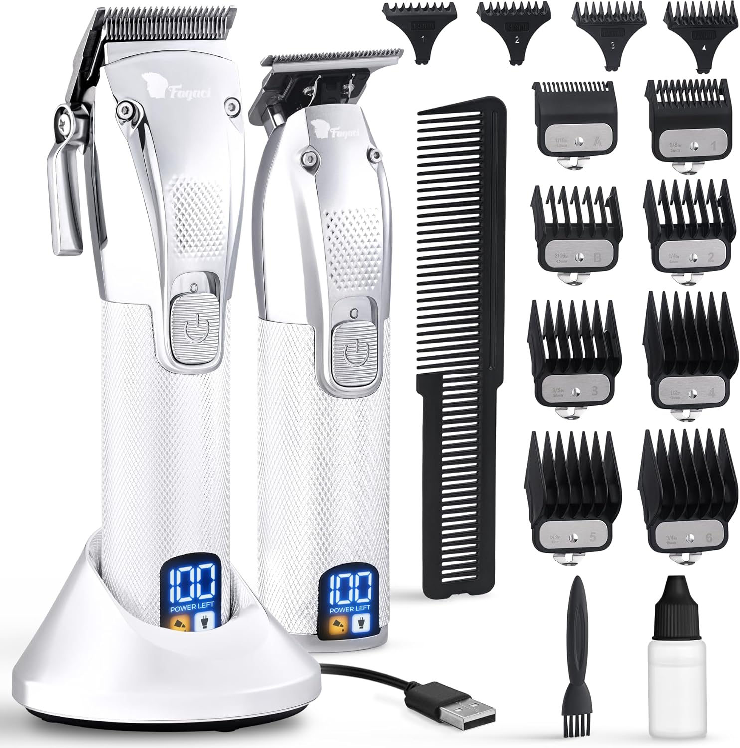 Fagaci Professional Hair Clippers for Men Set Turbo Power with Precise Cutting, Barber Clippers for Hair Cutting, Cordless Hair Clippers and Trimmers Set, Maquina de Cortar Cabello, Haircut Barber Kit