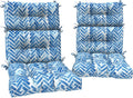 DYTXIII Outdoor High Back Chair Cushions Set of 2, Water Repellent Tufted Rocking Seat Cushions Replacement 44 x 22 Inch, Seat & Back Chair Pads for Patio, Balcony and Indoor Use -Blue Bricks