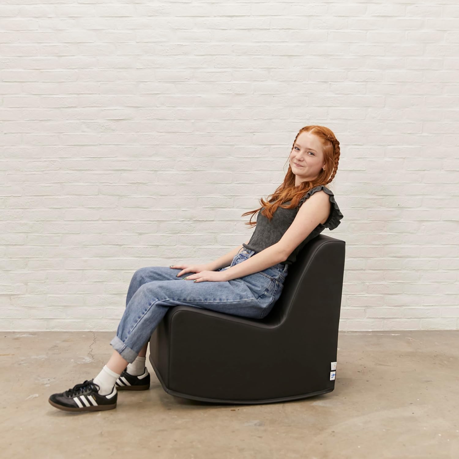 ECR4Kids SoftZone Contoured Rocking Chair, Flexible Seating, Black