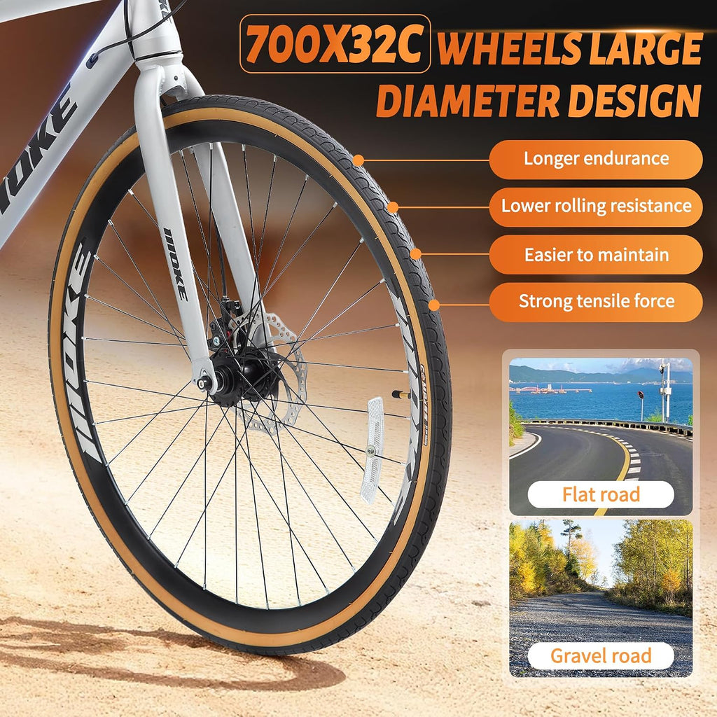 DEYGIA Hybrid Bike, 24-Speed 700C Wheel Hybrid Bicycle with Dual Disc Brakes, Trigger Shifting, Internal Wiring Frame, Lightweight City Commuter Bicycle for Men Women Adult, Multiple Colors