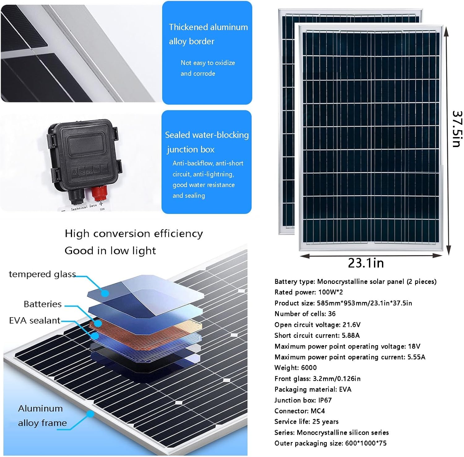 1000W Wind Solar Kit With Controller And Inverter: 2*100W Solar Panels + 800W 12V/24V Wind Turbine Generator + 2000W Inverter Suitable For Home RV Cabin Off-grid System ( Color : Blue , Size : 12V )