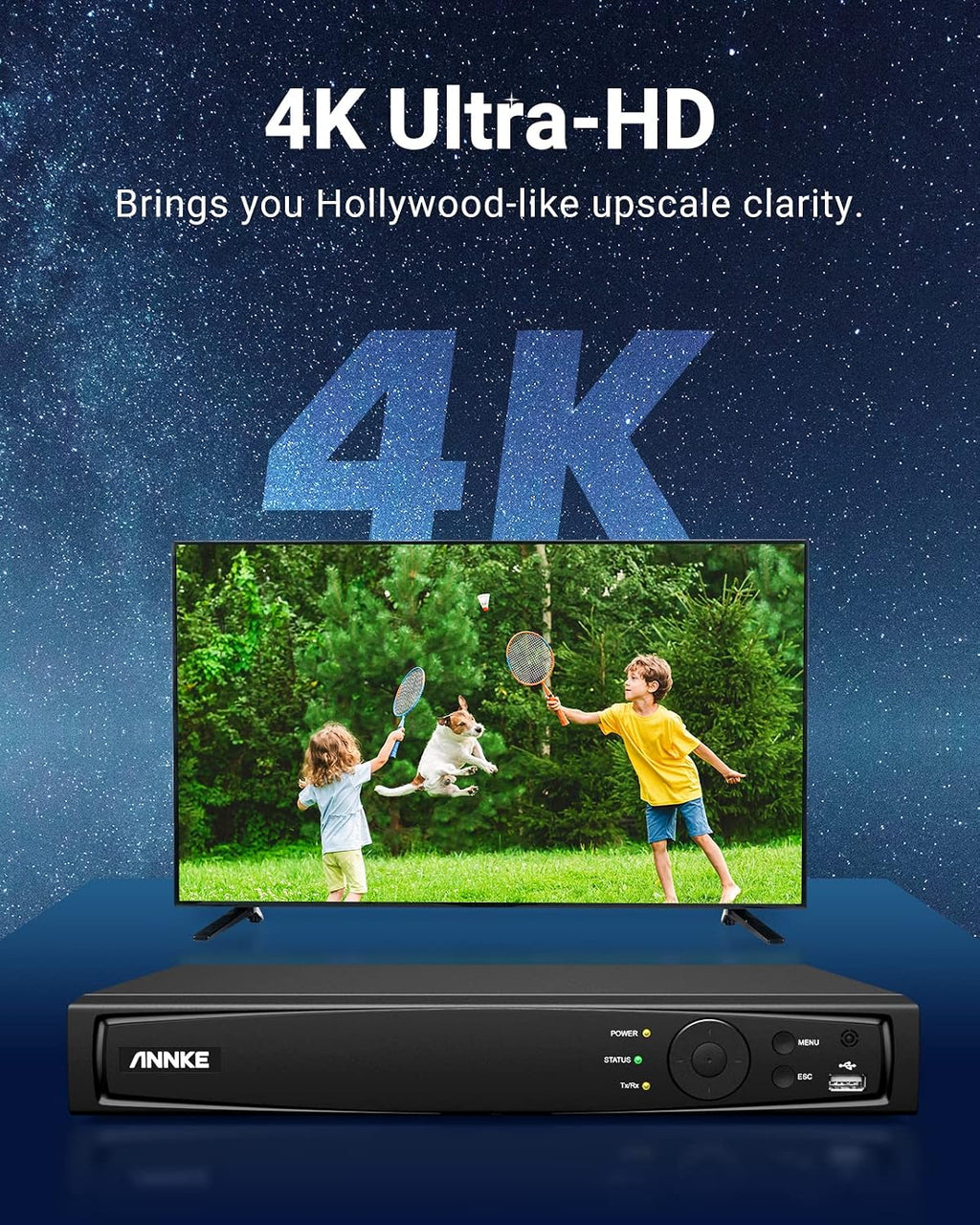 ANNKE 4K 8 Channel Network Video Recorder for Home Security Camera System, 8MP 8CH NVR with 2TB Hard Drive Disk, Work with 8MP/6MP/5MP/4MP/2MP HD POE IP Cameras, 24/7 Recording, Easy Remote Access