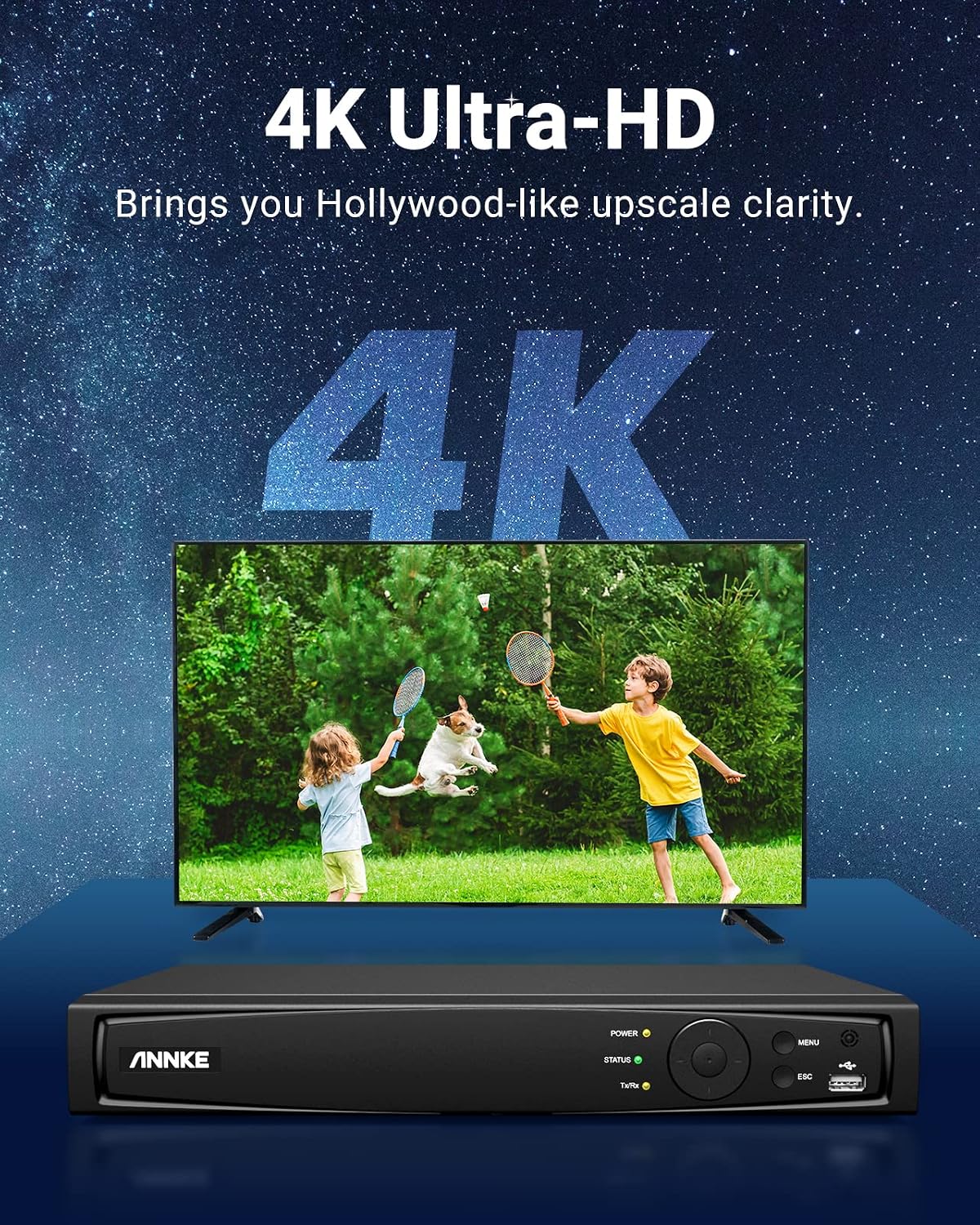 ANNKE 4K 8 Channel Network Video Recorder for Home Security Camera System, 8MP 8CH NVR with 2TB Hard Drive Disk, Work with 8MP/6MP/5MP/4MP/2MP HD POE IP Cameras, 24/7 Recording, Easy Remote Access