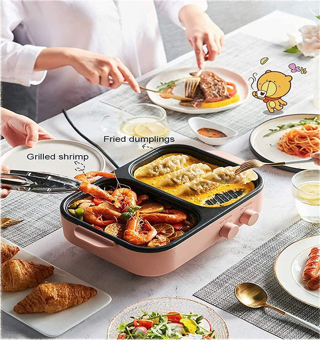 Multifunction Electric Grill Smokeless Barbecue Baking Plates Hot pot Steak Korean BBQ Non-stick Grilled Meat Machine,Household Nonstick Electric Griddle