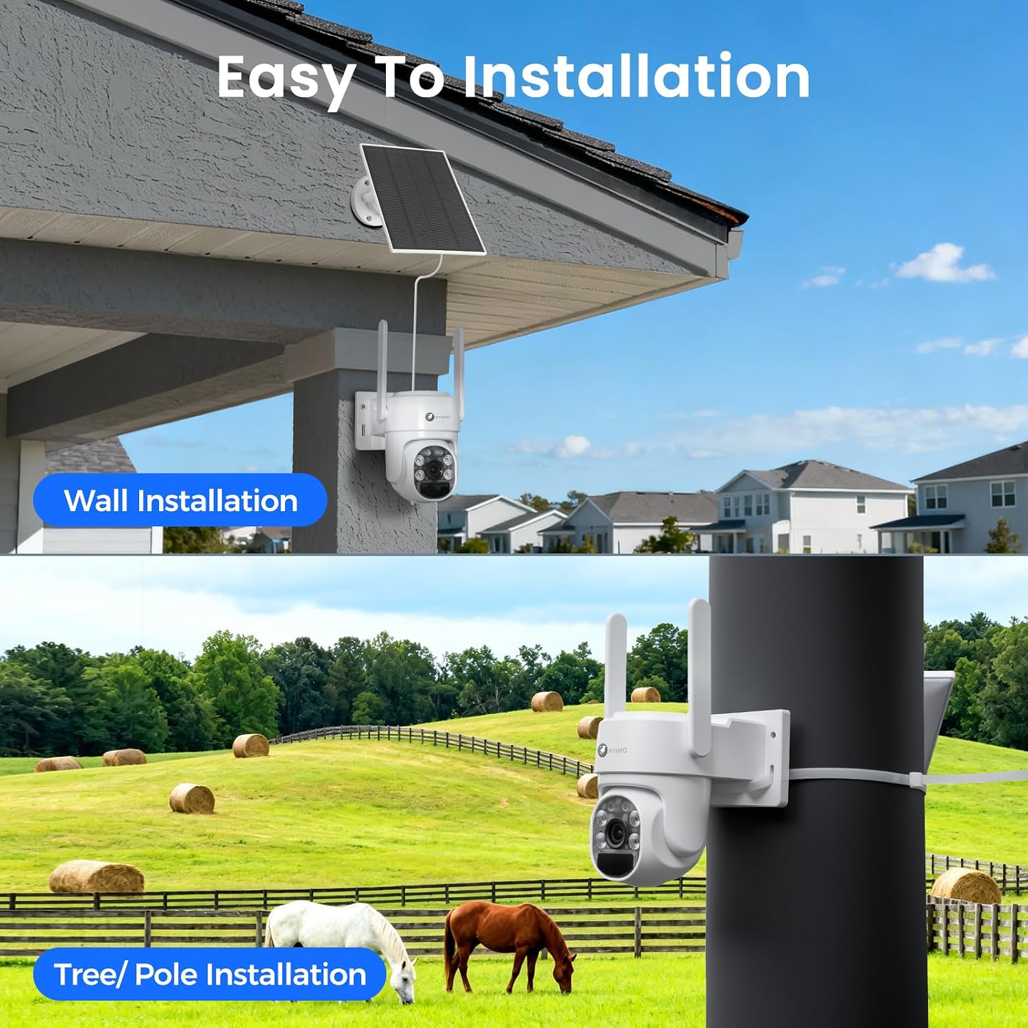 xmartO Wire-Free Solar PTZ AI Tracking Security Camera System, 4-Cam Kit, 4MP 2K QHD + 4K 10CH Expandable WiFi NVR, 120-Day+ Local Video Storage, All-Weather Solar Charging