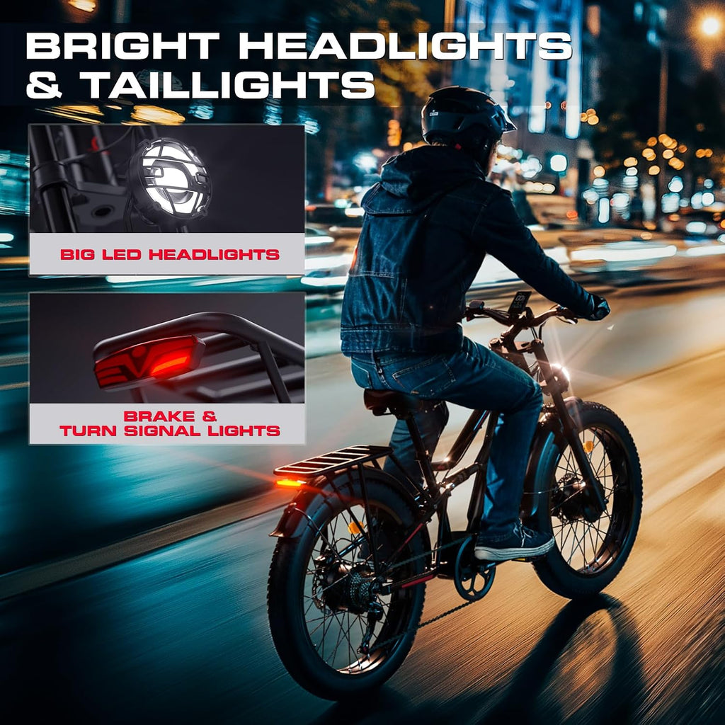 Seemoon 4000W Dual Motor Electric Bike for Adults,36 MPH Max up to100-Miles,52V 20Ah Battery & 160 Nm ,26' Fat Tire Mountain Ebike for Men Women,Full Suspension E-bike for Commuter Hunting Off-Road